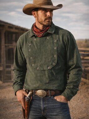 Wah Maker Men's‎ Frontier Bib Long Sleeve Old West Shirt Sz XL